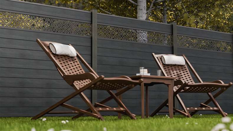 planeo Gardence Strong - BPC-Steckzaun Abstract Steingrau co-ex 180 x 180 cm