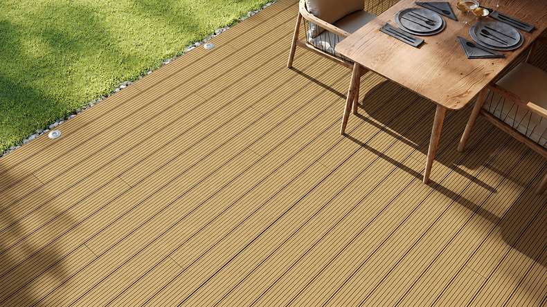 planeo LineWood WPC Terrassendiele Massiv - Erdbraun 4.8m gerillt/genutet
