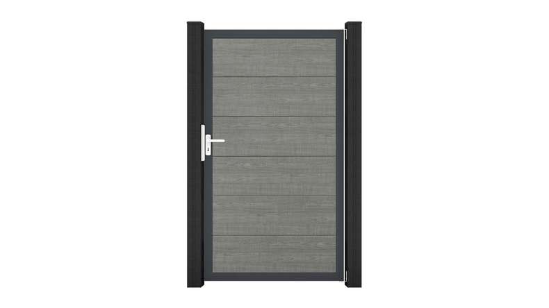 planeo Gardence Simply - PVC-Universaltor Grey Ash Cut mit Alu-Rahmen 100 x 180 cm