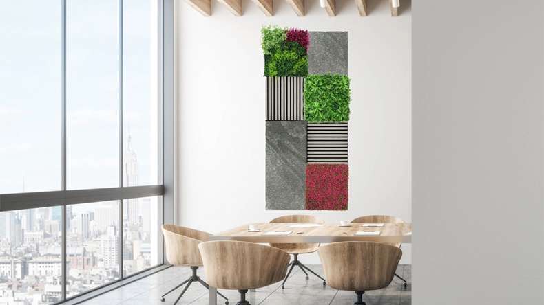 planeo Akustikpaneel - MixWall Mineral Mood Grey Slate 52 x 104 cm | Echtstein (PLMW-20411C)