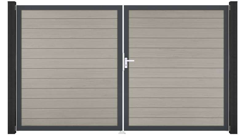 planeo Gardence Strong - BPC-Tor - 2-flügelig Bi-Color Sand mit Alurahmen 