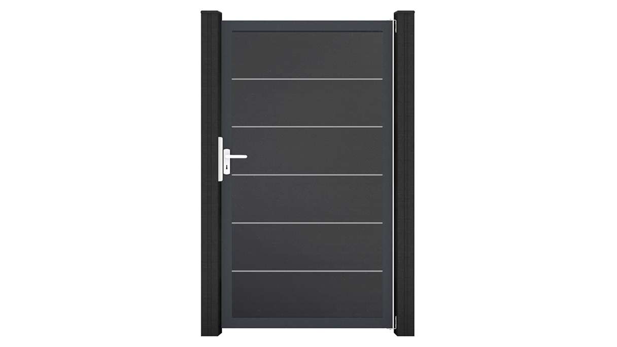 planeo Gardence Simply Premium - PVC-Universaltor Anthrazitgrau mit Alu-Rahmen 100 x 180 cm 