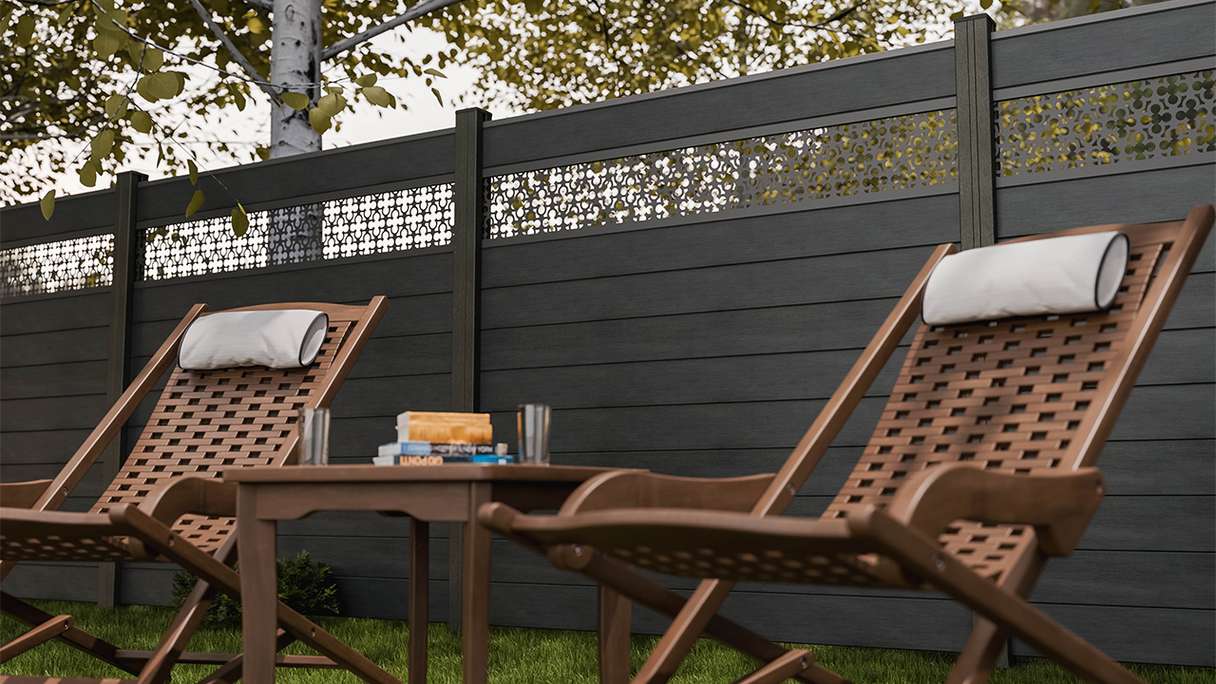 planeo Gardence Strong - BPC-Steckzaun Oriental Steingrau co-ex 180 x 180 cm