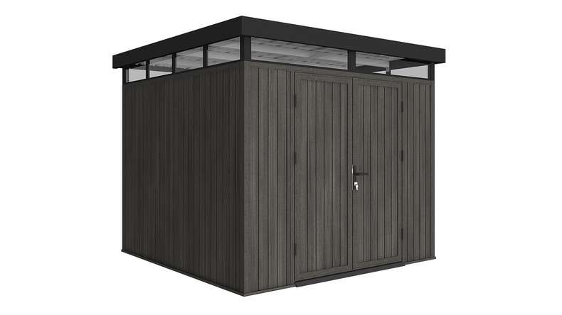 planeo WPC CoEx Flachdach Gartenhaus M - Dunkelgrau 250 x 250 x 226.5 cm