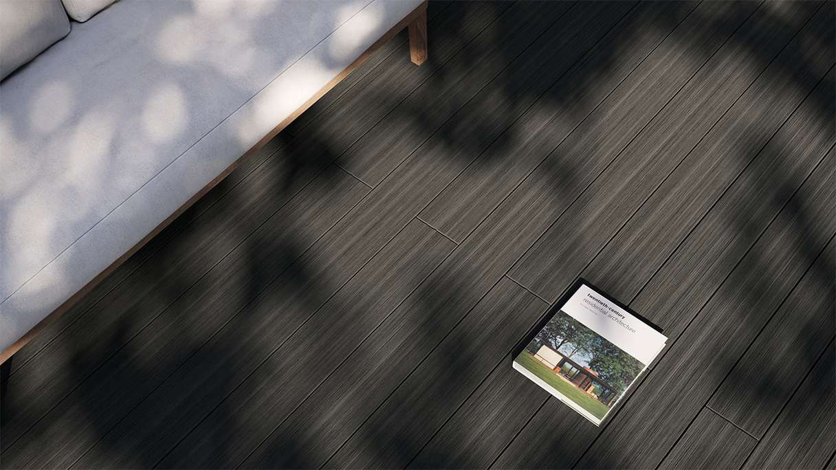 planeo AntikWood WPC Terrassendiele Massiv - Anthrazitgrau 3m antik gealtert