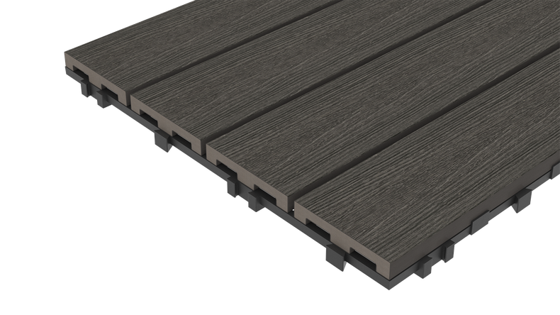 planeo WPC-CoEx-Terrassenfliese Dunkelgrau 90x30 cm