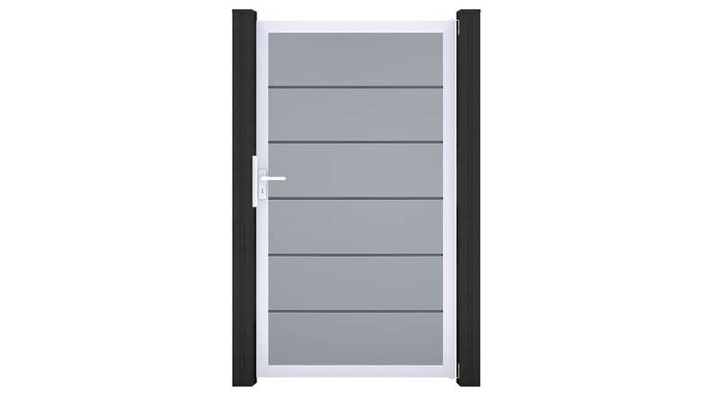 planeo Gardence Simply Premium - PVC-Universaltor Silbergrau mit Alu-Rahmen 100 x 180 cm