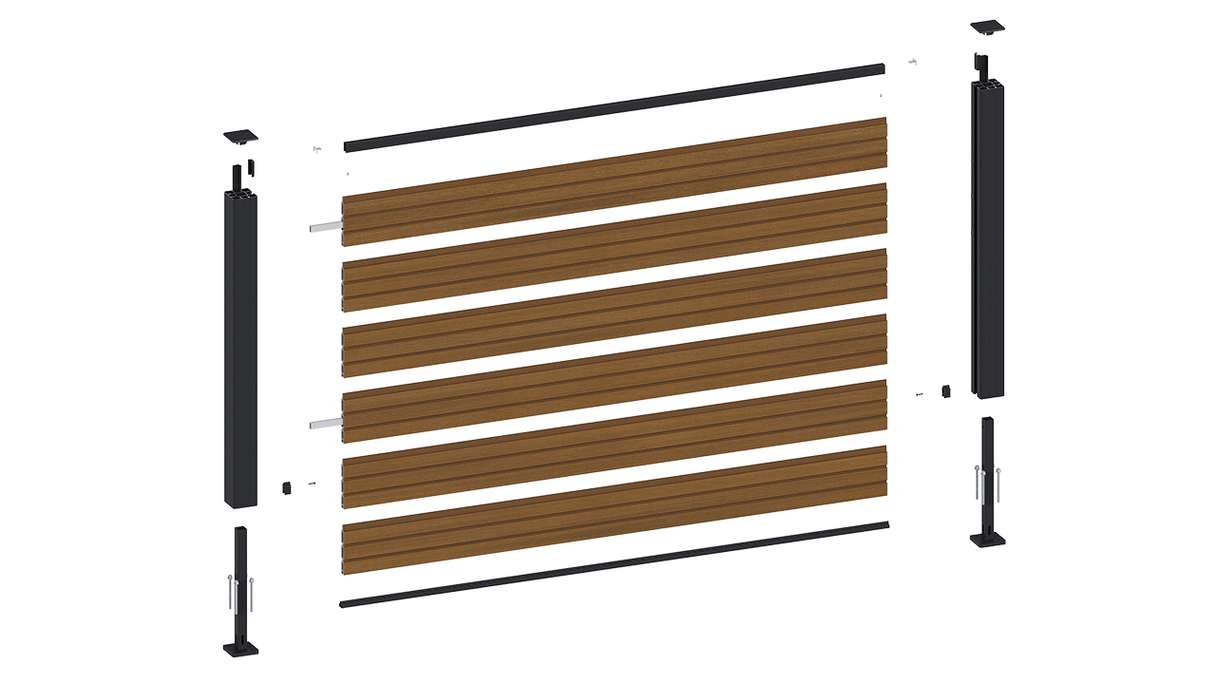 planeo LINEA - WPC CoEx Rhombus Vorgarten Steckzaun Burma Teak 180 x 90 cm