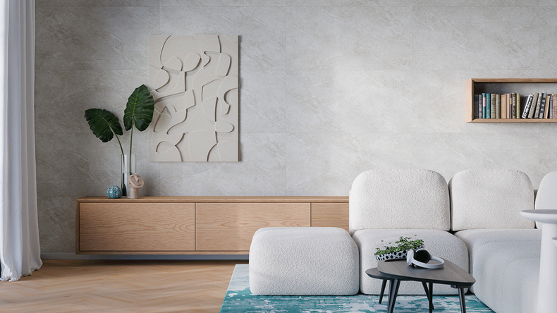planeo Wandverkleidung SPC - CeraRock Tile Light Sandstone XL 280 x 117,5 cm