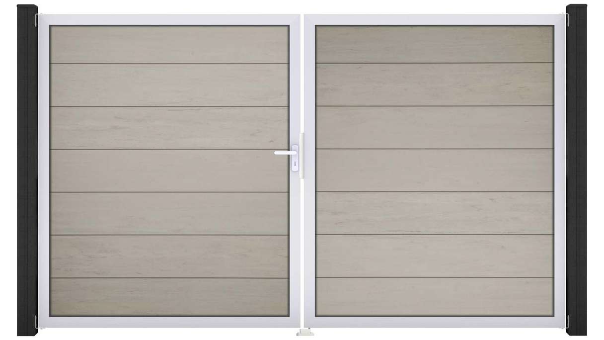 planeo Gardence Strong XL - BPC-Tor - 2-flügelig Bi-Color Sand mit Alurahmen 