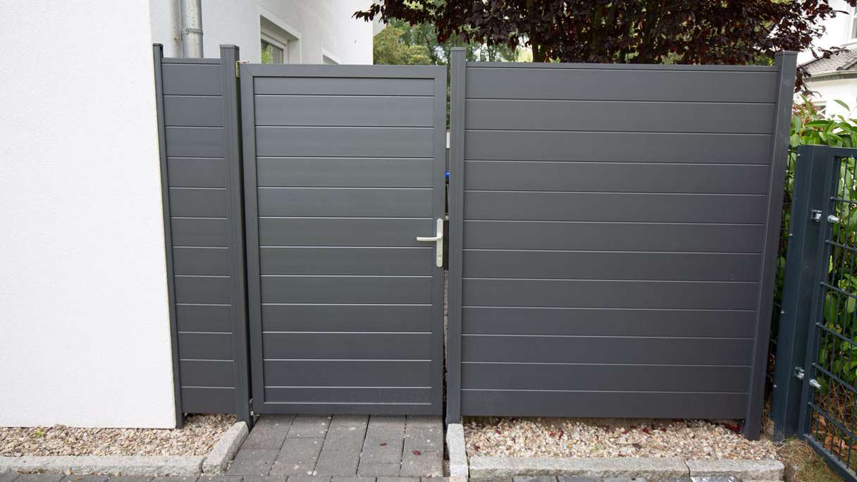 planeo Gardence Metallic - Alu-Gartenzaun Quadratisch Anthrazitgrau DB 703
