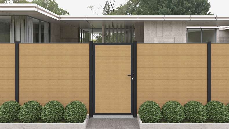 planeo INFINITY XL-Board - WPC CoEx Universaltor Sand mit Anthrazit Alurahmen 100 x 180 cm