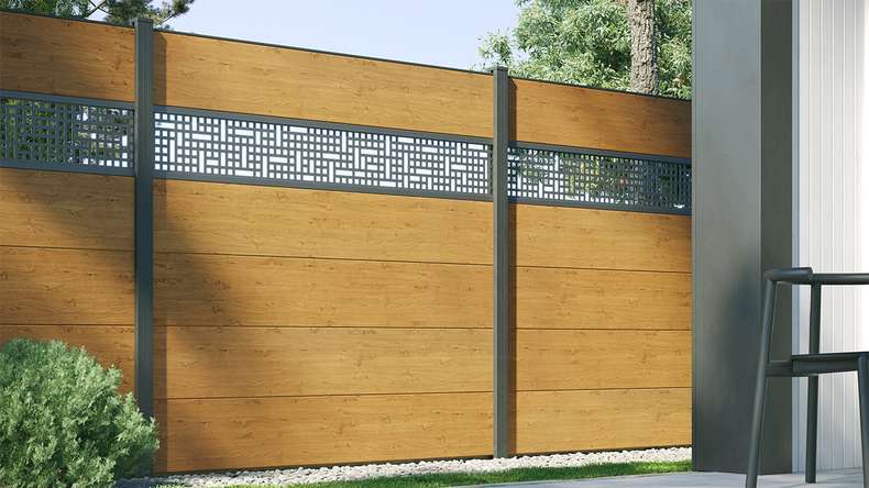 planeo Gardence Simply - PVC-Steckzaun Quadratisch Asteiche Natur