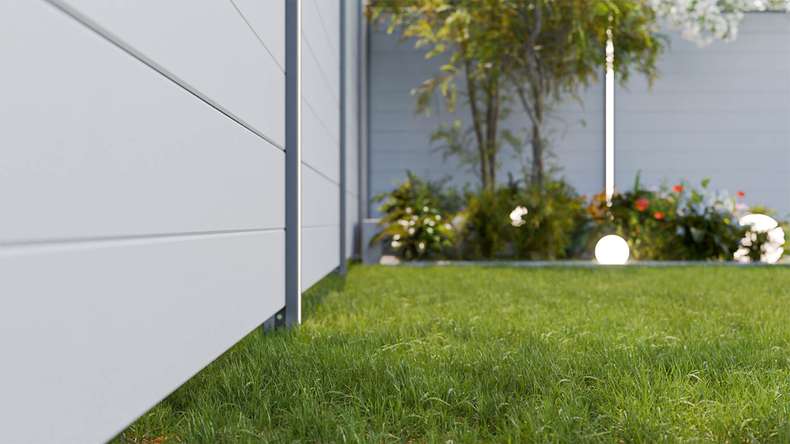 planeo Gardence Simply Small - PVC-Steckzaun Silbergrau 180 x 180 cm