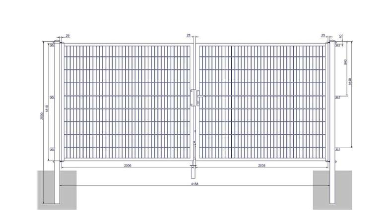 planeo Universaltor medium 2-flg. Feuerverzinkt H 1800 x B 4158 mm inkl. Torpfosten