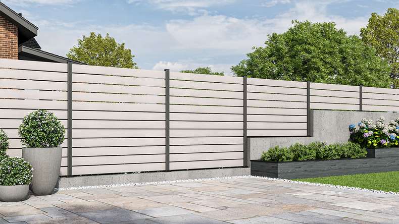planeo Vario - WPC coEX Steckzaun Quadratisch Beige 177 x 180 cm