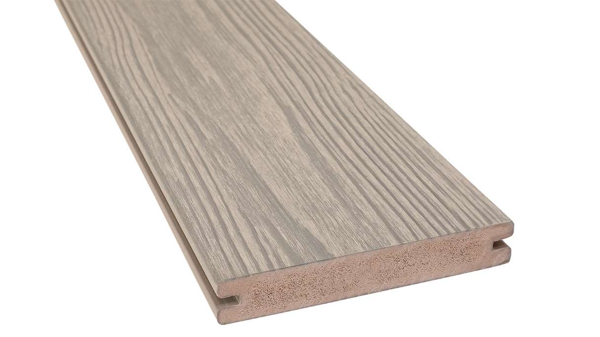 planeo Authentic Wood - BPC Terrassendiele Massiv - Misty Grey strukturiert