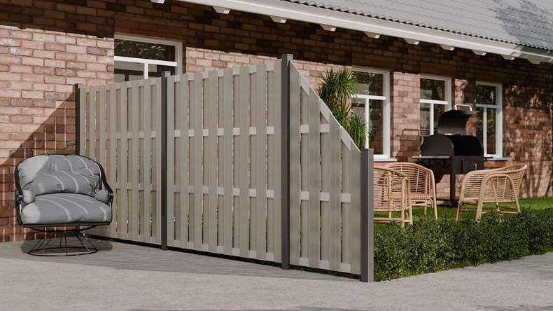 planeo Gardence Premade - BPC-Gartenzaun Quadratisch Bi-Color Sand 180 x 180cm