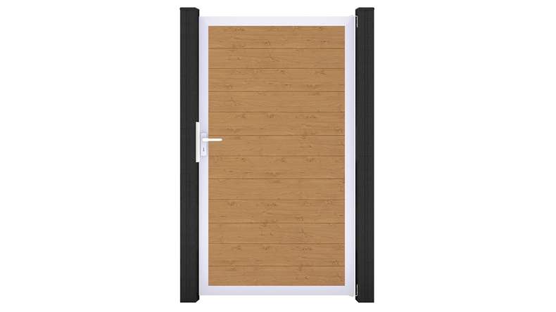 planeo Gardence Simply Small - PVC-Universaltor Asteiche Natur mit Alu-Rahmen in Silber | EV1 100 x 180 cm