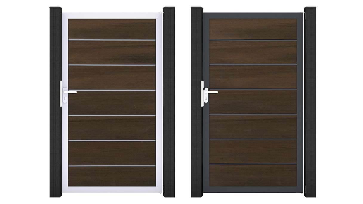planeo Gardence Deluxe - BPC-Universaltor Walnuss co-ex mit Alurahmen 100 x 180 x 4 cm