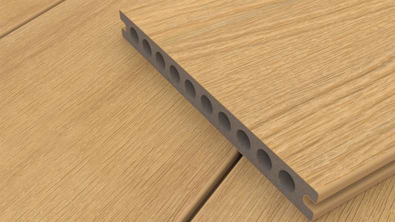 planeo MAXLine Nature - 3m WPC CoEx ummantelte XL Terrassendiele Verbundprofil leicht - Sand strukturiert/glatt gebürstet
