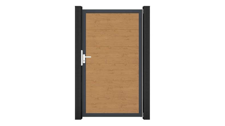 planeo Gardence Simply - PVC-Universaltor Asteiche Natur mit Alu-Rahmen 100 x 180 cm