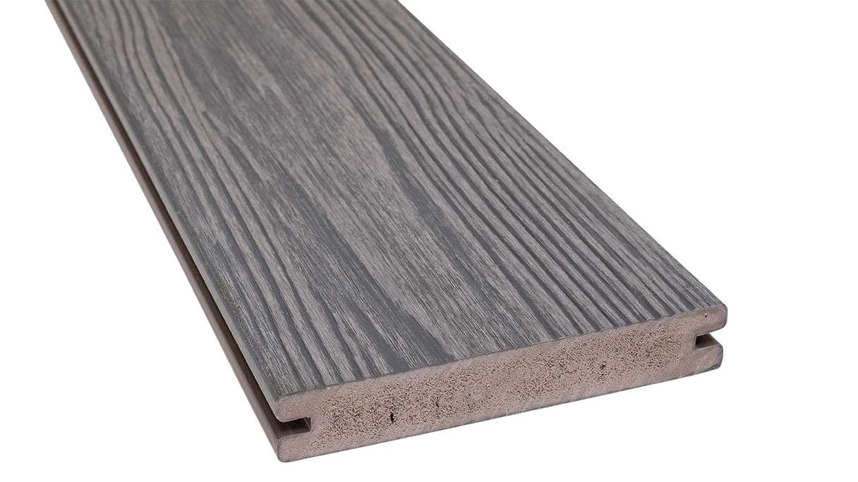 planeo Authentic Wood - BPC Terrassendiele Massiv - Medium Grey strukturiert