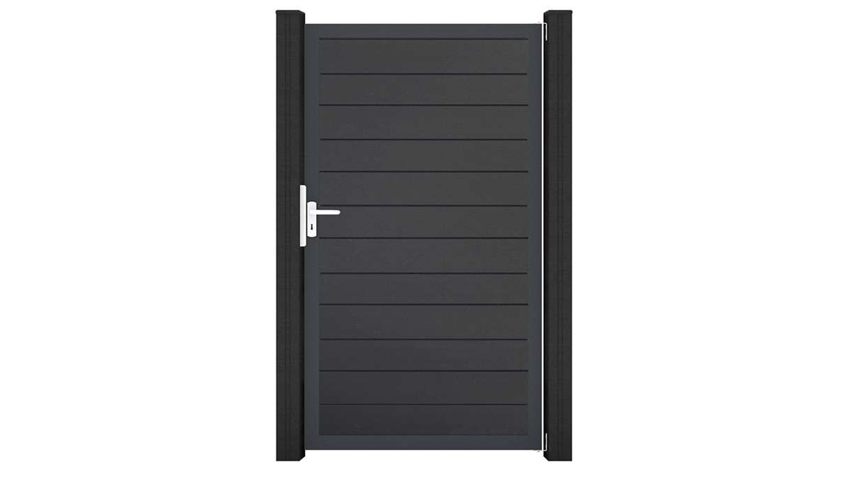 planeo Gardence Simply Small - PVC-Universaltor Anthrazitgrau mit Alu-Rahmen 100 x 180 cm