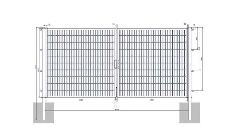 planeo Universaltor medium 2-flg. Moosgrün H 2000 x B 4158 mm inkl. Torpfosten