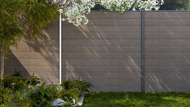 planeo Gardence Simply Small - PVC-Steckzaun Monument Oak 180 x 180 cm
