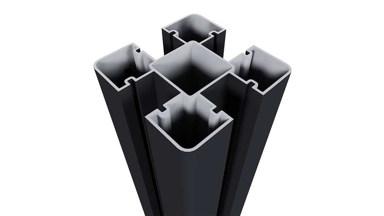 planeo Aluminium Pfosten zum Aufdübeln - Schwarz 8 x 8 x 190 cm inkl. Pfostenkappe
