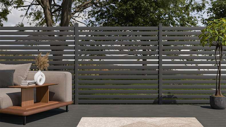 planeo Gardence Metallic Edge - Alu-Gartenzaun Quadratisch Anthrazit | DB703