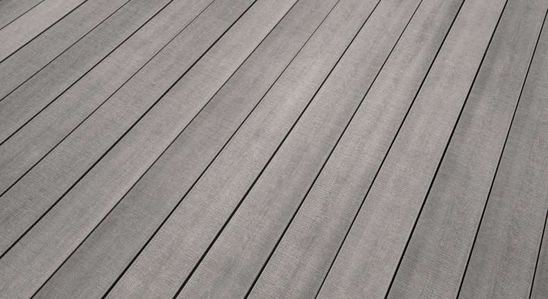 Komplett-Set TitanWood 3m Massivdiele Holzstruktur Hellgrau 21m² inkl. Alu-UK