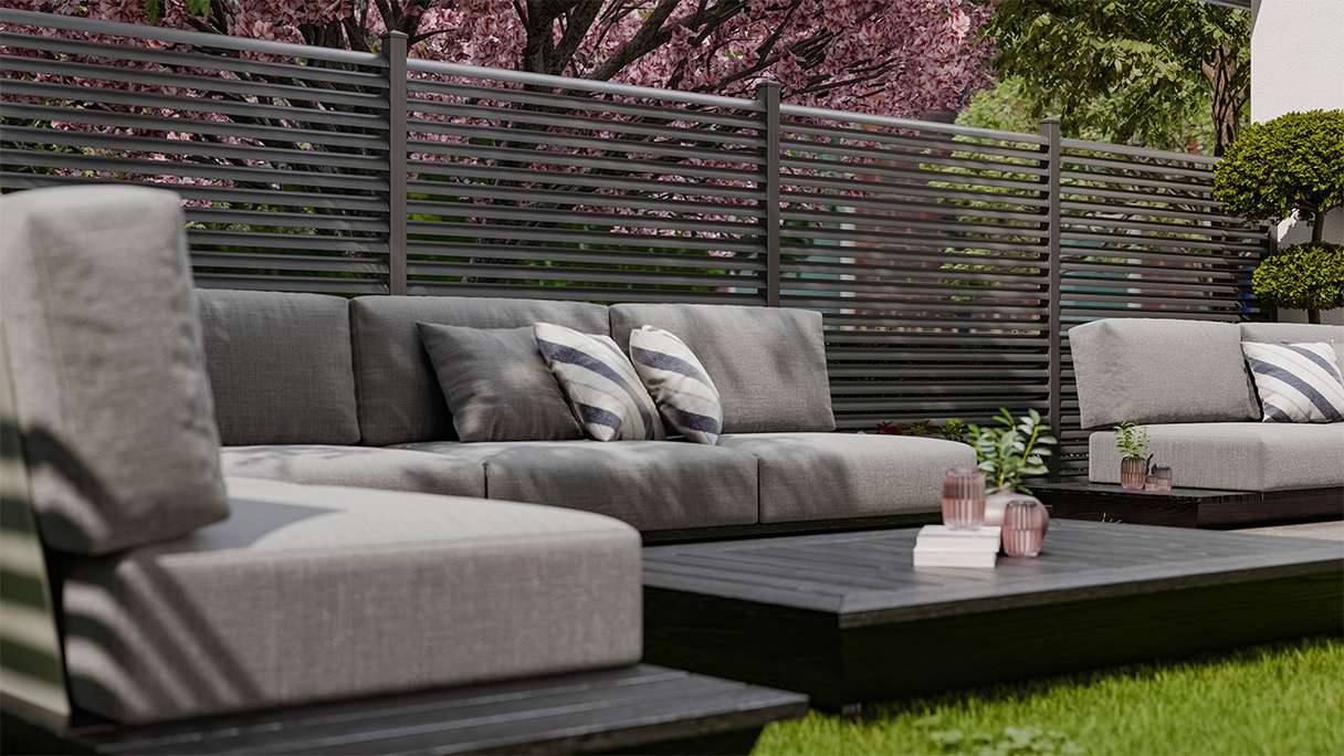 planeo Gardence Metallic Ellipse - Alu-Gartenzaun Quadratisch Anthrazit | DB703