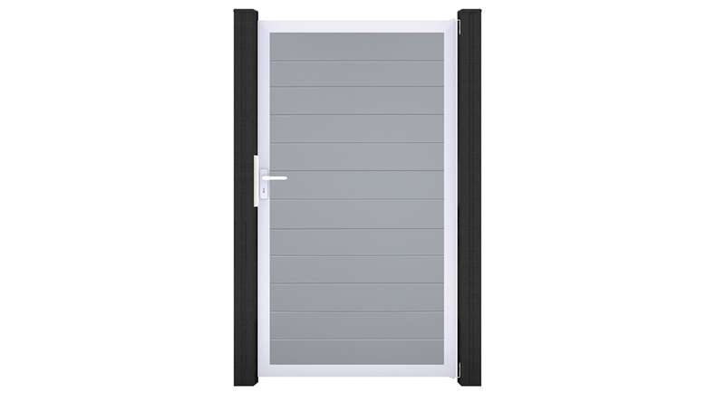 planeo Gardence Simply Small - PVC-Universaltor Silbergrau mit Alu-Rahmen in Silber | EV1 100 x 180 cm