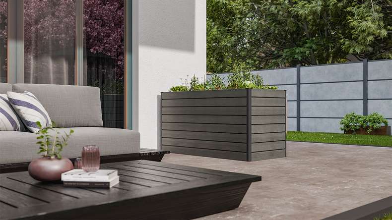 planeo BPC-Rhombus Hochbeet Rechteck - Steingrau co-ex. 150 x 70 x 79 cm