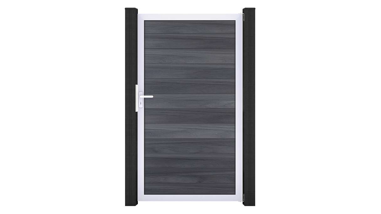 planeo Gardence Strong - BPC-Universaltor Steingrau co-ex mit Silber-Alurahmen 100 x 180 cm