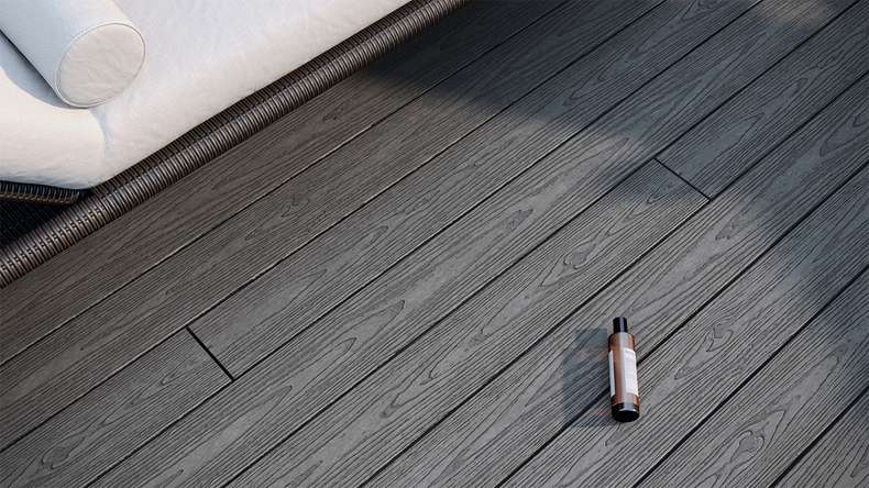planeo CoEXWood WPC-Terrasse Komplett-Set Massivdiele 4.2m (50.63m²) - Grau/Zement strukturiert
