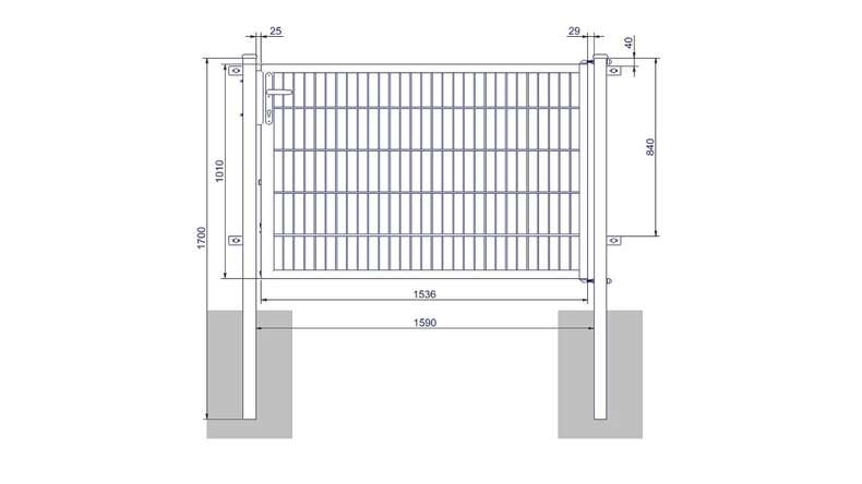 planeo Universaltor medium 1-flg. Anthrazit H 1000 x B 1590 mm inkl. Torpfosten
