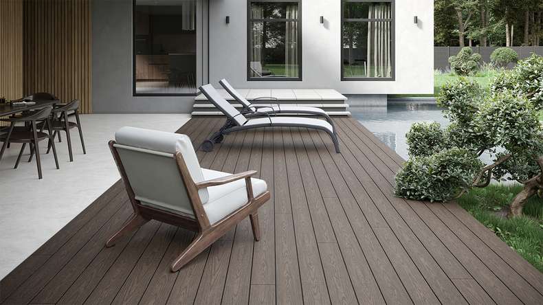 planeo CoEXWood WPC Terrassendiele Massiv ummantelt - Anthrazitgrau/Graubraun 4.2m strukturiert