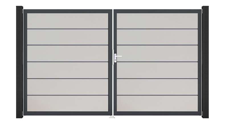 planeo Gardence Simply Premium - PVC-Tor 2-flügelig Weiss mit Alurahmen 300 x 180 cm