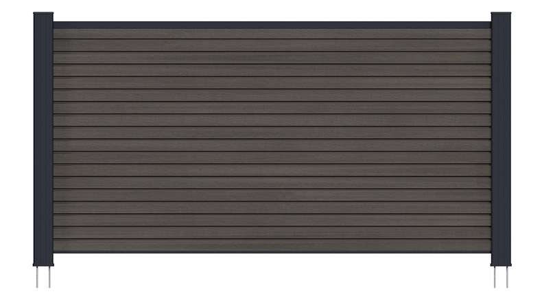 planeo LINEA - WPC CoEx Rhombus Vorgarten Steckzaun Dunkelgrau 180 x 90 cm