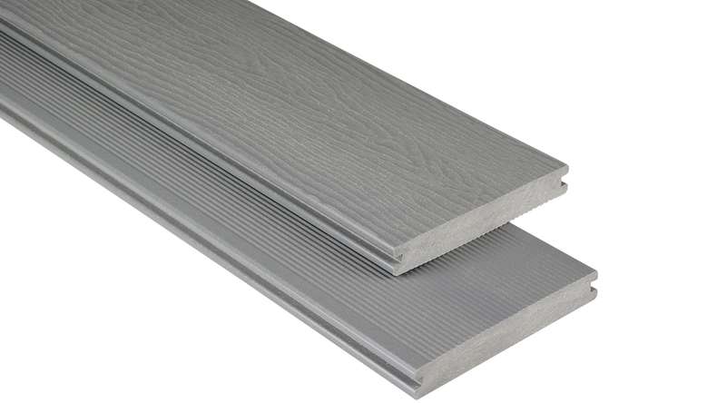planeo WPC - Terrassendiele massiv Grau 5,40m - geriffelt