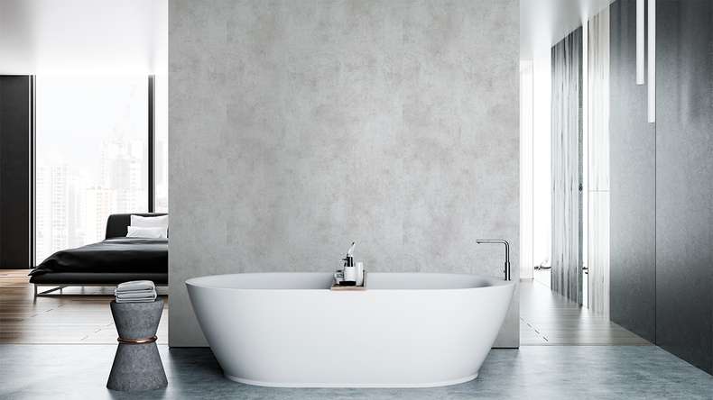Wandverkleidung Kunststoff - planeo StrongWall XL - Grey Cement 90 x 260cm