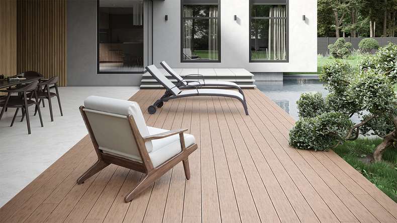 planeo TitanWood - Massivdiele sand-braun antik gealtert/gebürstet 4m | 5m