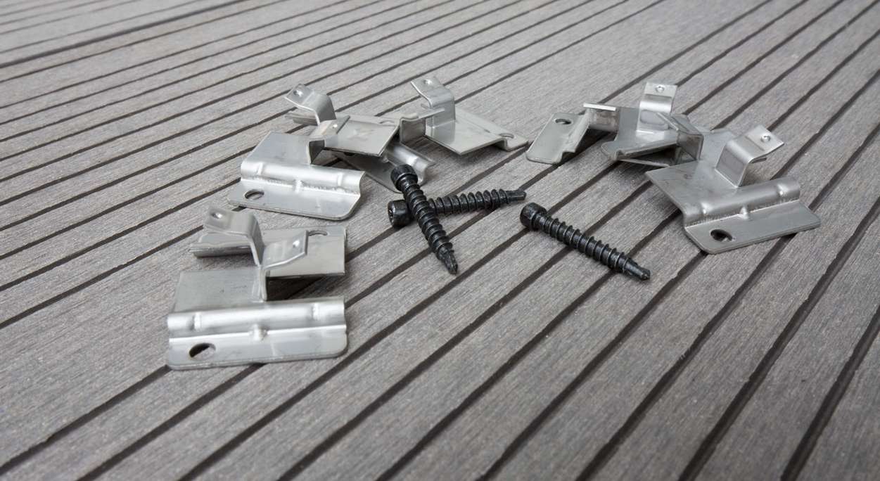 planeo Edelstahl-Terrassenclip WPC-Profi 4mm Fuge - 100 St. inkl. Schrauben