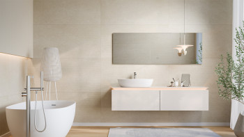 planeo Wandverkleidung SPC - CeraRock Tile Stripes Concrete Tan 120 x 60 cm