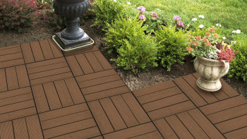 planeo Holz-Terrassenfliese Thermoesche geriffelt 30x30 cm - 6 Stk