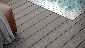 planeo SolidWood WPC Terrassendiele Massiv - Hellgrau 3m französisch/strukturiert