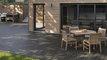 planeo AntikWood WPC-Terrasse Komplett-Set Massivdiele - Anthrazitgrau antik gealtert